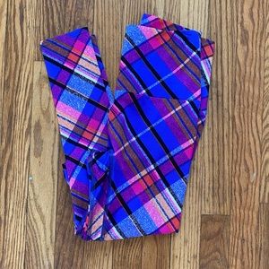K-Deer Textured Plaid Leggings